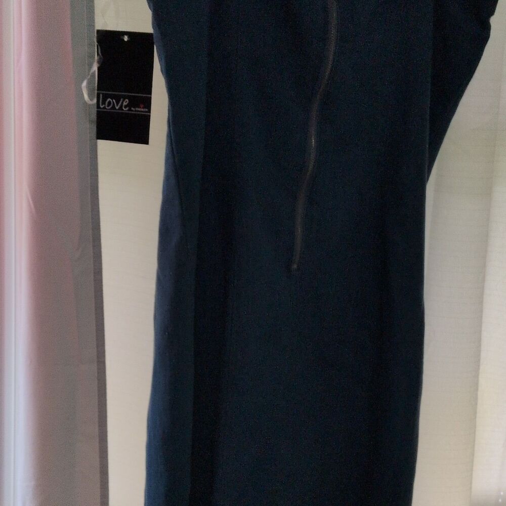 Love by Chesley Women's M Blue Denim Pinafore Long Sleeveless Zip Buckle